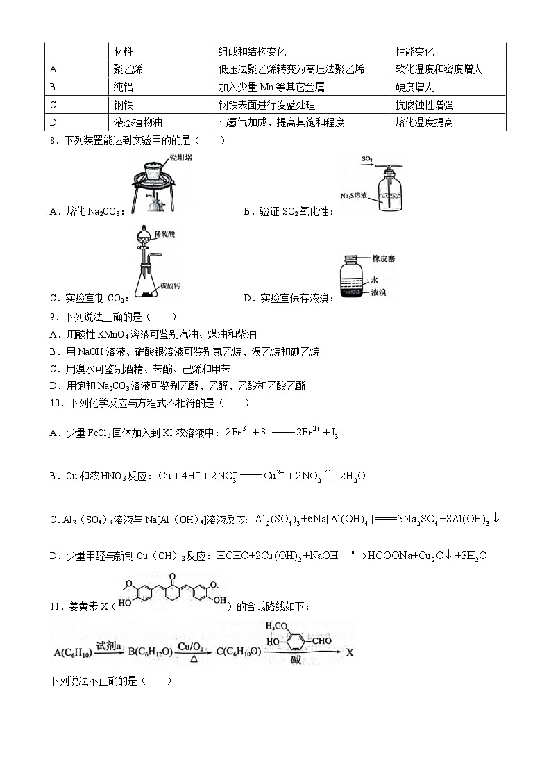 浙江省金华市义乌市2024届高三下学期三模化学试题（Word版附答案）第2页