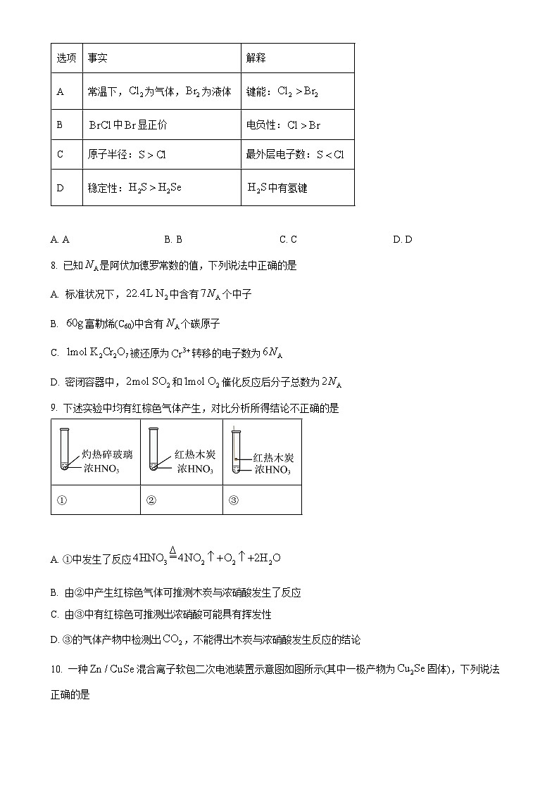 北京市昌平区2023-2024学年高三下学期二模化学试题（原卷版+解析版）03