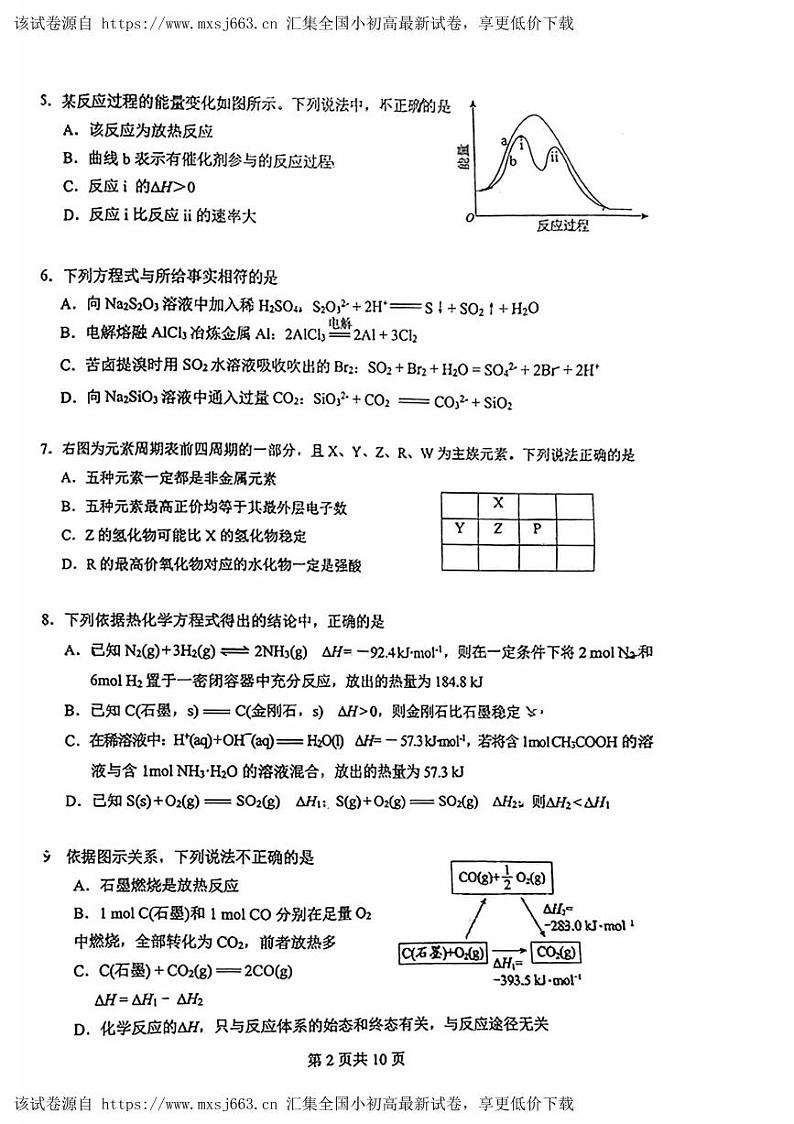 北京一零一中2023-2024学年高一下学期期中考试化学试题（等级考）第2页