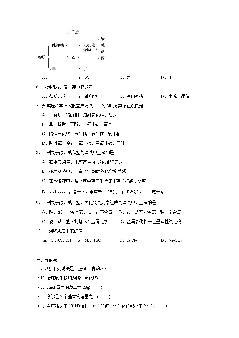物质常见的分类试题  高考化学考前专项复习第2页