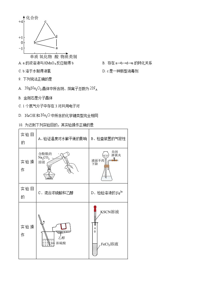天津市河北区2023-2024学年高三年级总复习质量检测（二）化学试卷（原卷版）第3页