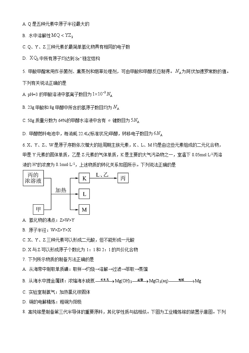 河南省漯河市高级中学2023-2024学年高三下学期5月月考化学试题（原卷版）第2页