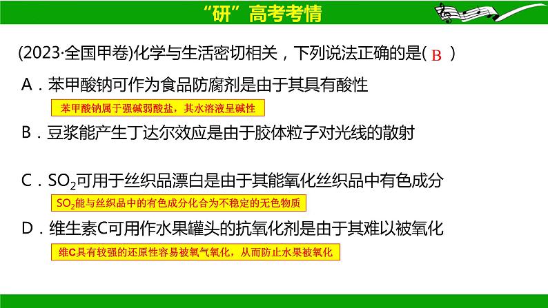 2024届高三化学二轮复习  微专题02：化学与传统文化、STSE  课件第6页