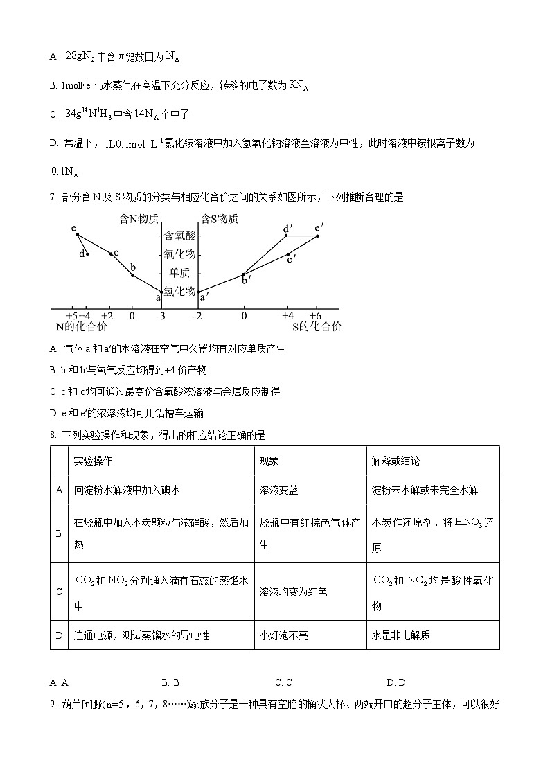 2024届重庆市涪陵第五中学校高三下学期模拟预测化学试题（原卷版+解析版）03