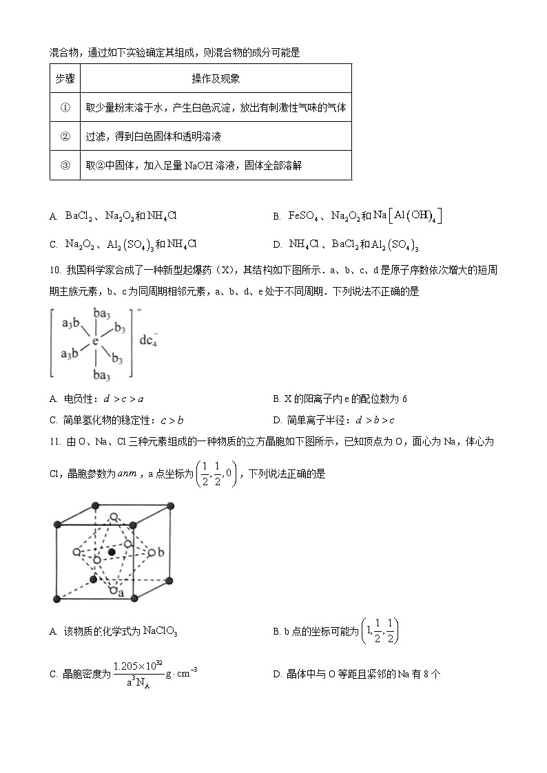 2024届重庆市高三下学期三模化学试题（原卷版+解析版）03