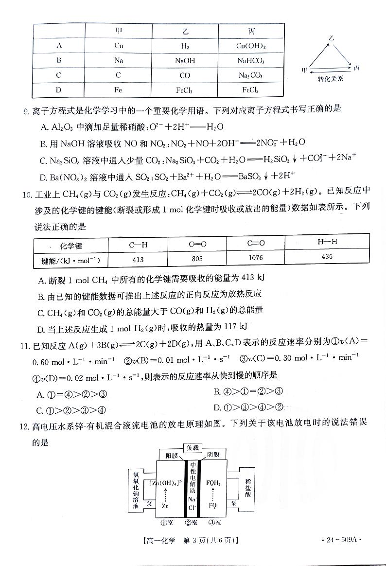湖南省岳阳县第一中学、汨罗市第一中学2023-2024学年高一下学期5月联考化学试卷（图片版）第3页