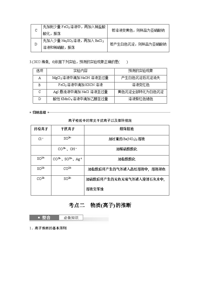 大单元二　第六章　第二十七讲　常见物质(离子)的检验与推断-备战2025年高考化学大一轮复习课件（人教版）03
