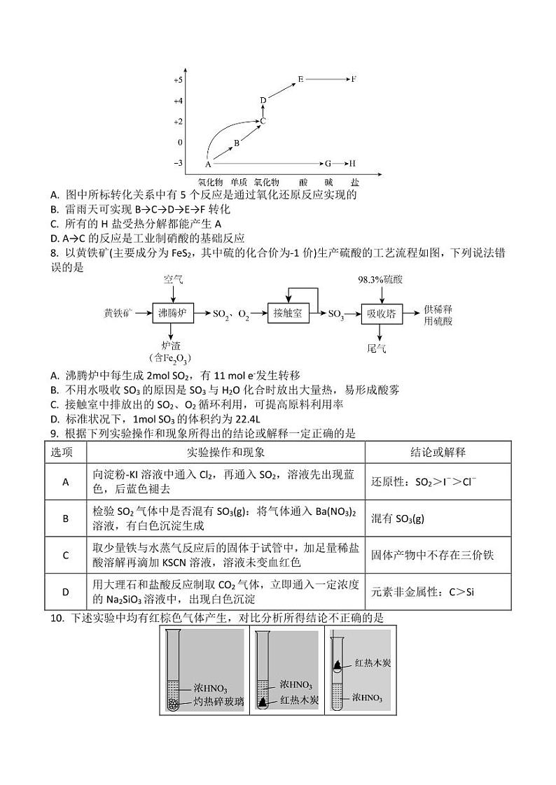 辽宁省七校协作体2024年高一下学期5月期中联考化学试卷+答案02