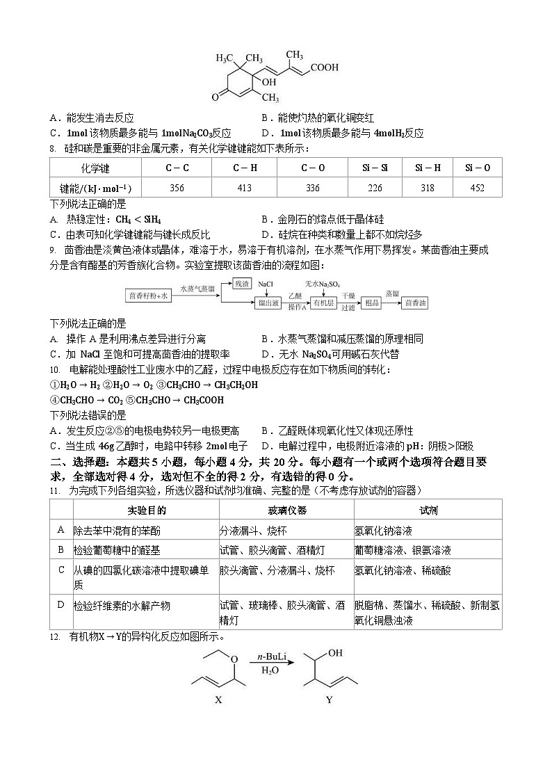 山东省实验中学2024届高三下学期5月针对性考试（二模）化学试题Word版+参考答案第2页