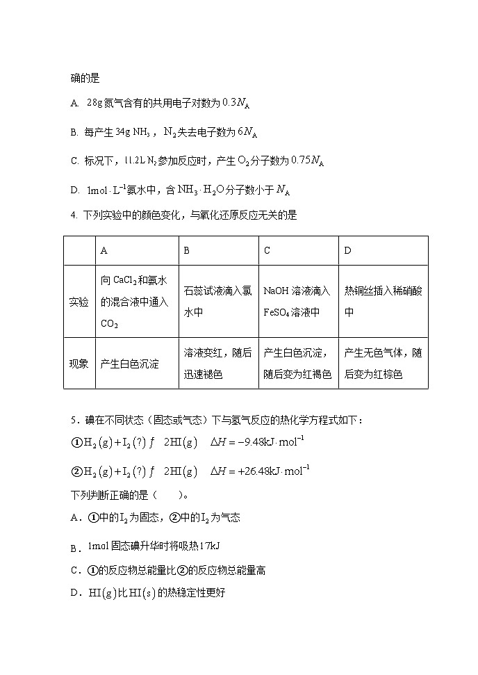 辽宁省沈阳市五校协作体2023-2024学年高一下学期5月期中联考化学试题02