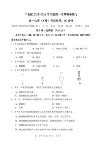 2023北京丰台区高一上学期期中化学试卷及答案