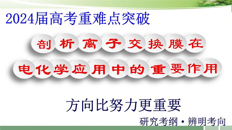 课件：2024届高考化学增分小专题：《剖析离子交换膜在电化学应用中的重要作用》01