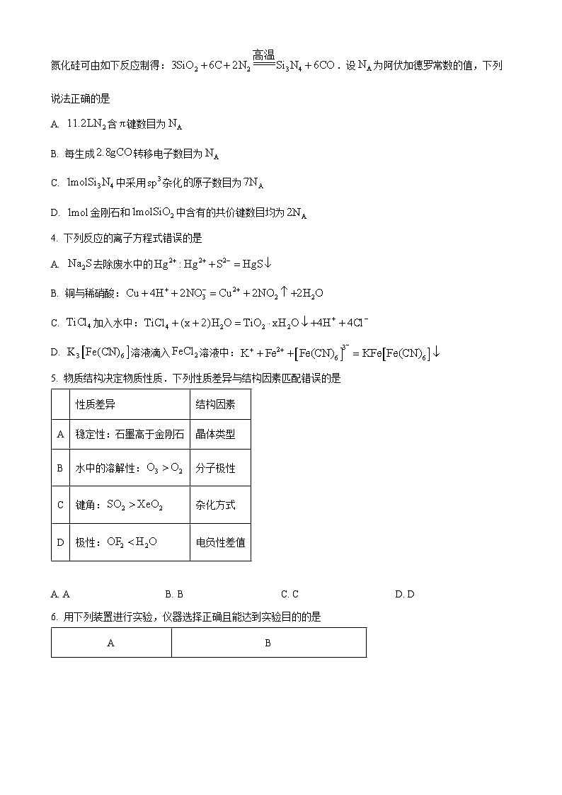 湖北省鄂东南省级示范联盟学校2024年高三下学期5月第一次联考（一模）化学试题Word版含解析02