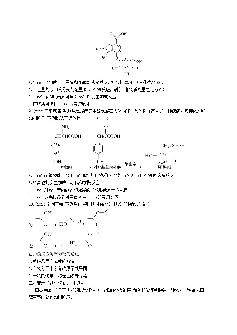 适用于新高考新教材广西专版2025届高考化学一轮总复习课时规范练32烃的衍生物03
