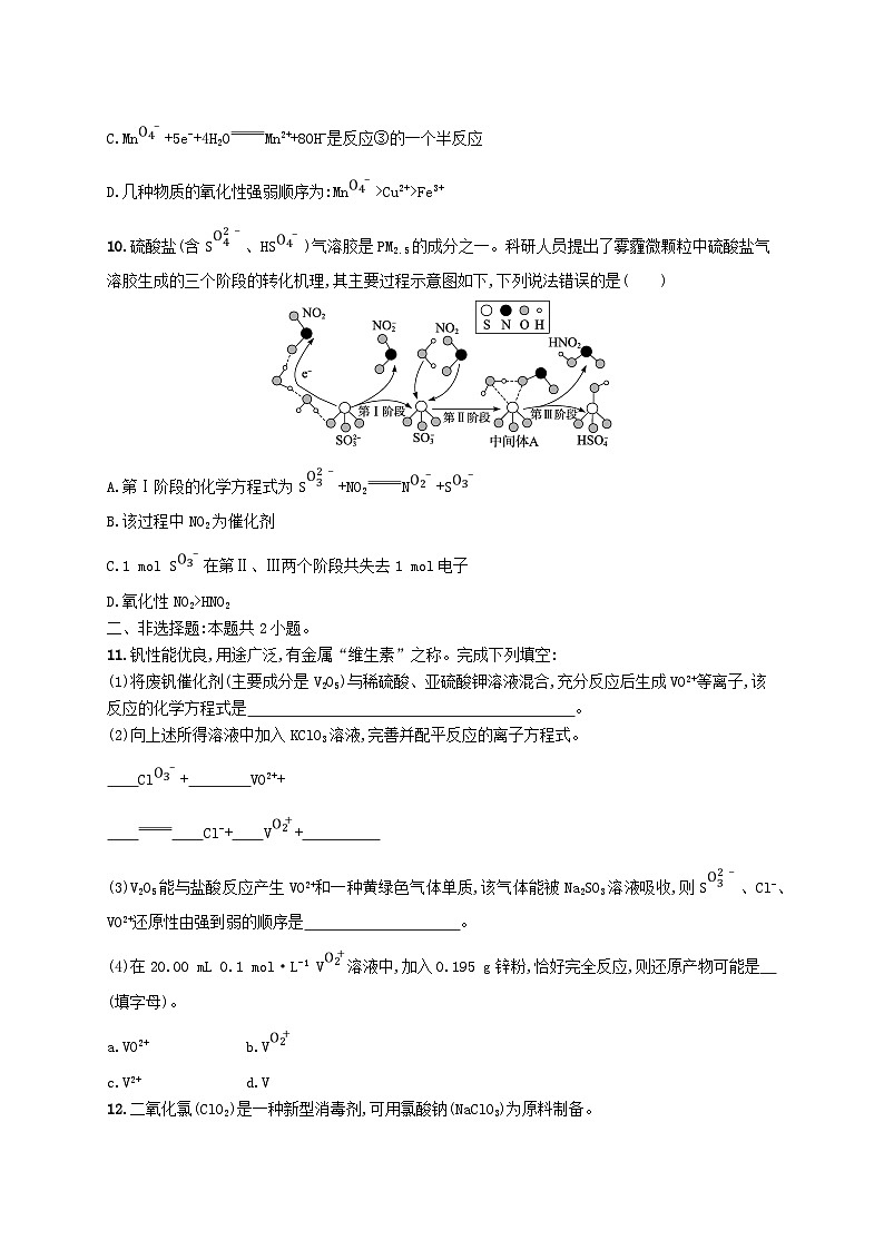 适用于新高考新教材广西专版2025届高考化学一轮总复习课时规范练5氧化还原反应方程式的配平及计算第3页