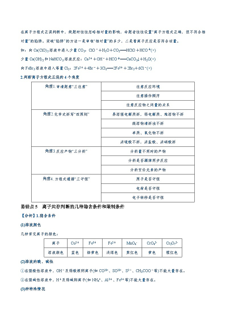 新高考化学三轮冲刺易错类型03 离子反应（6大易错点）（含解析）03