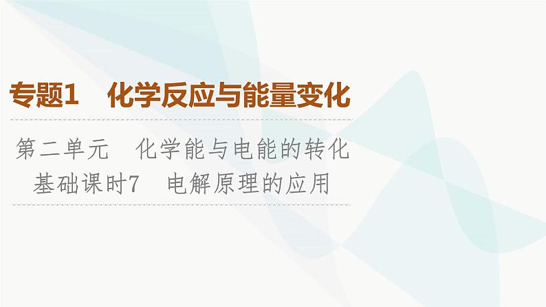 苏教版高中化学选择性必修1化学反应原理专题1第2单元基础课时7电解原理的应用课件第1页