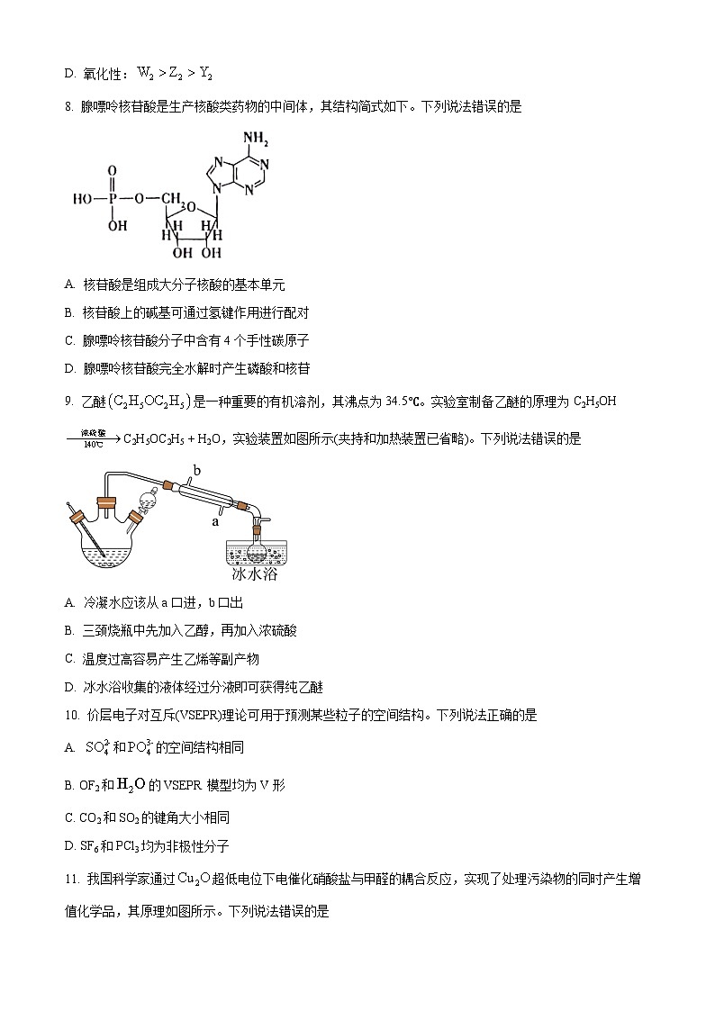 湖北省普通高中2024届高三下学期高考押题预测卷化学试题  Word版无答案第3页