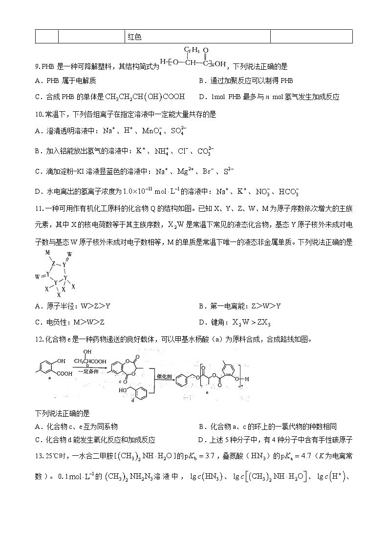 甘肃省白银市靖远县2024届高三下学期全真模拟化学试题03