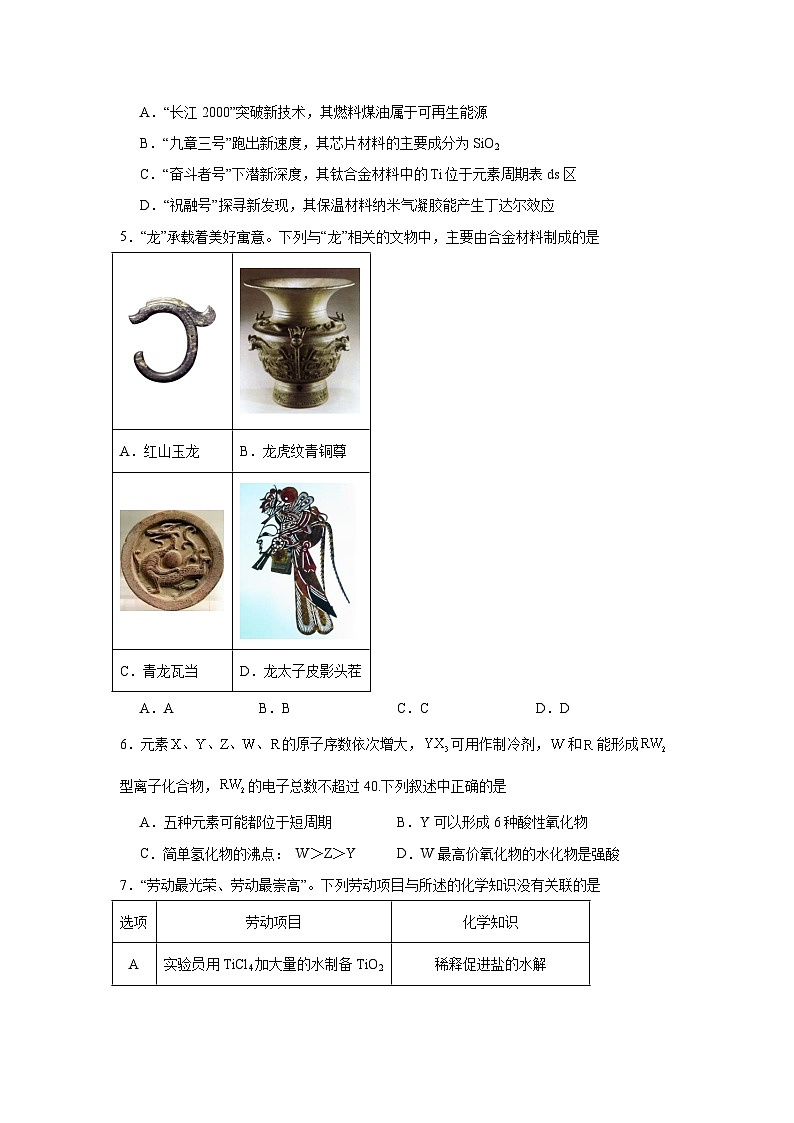 江苏省徐州市沛县六校2023-2024学年高三下学期化学模拟试题第2页