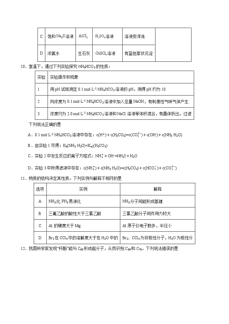 2024年高考第三次模拟考试题：化学（天津卷）（考试版）03