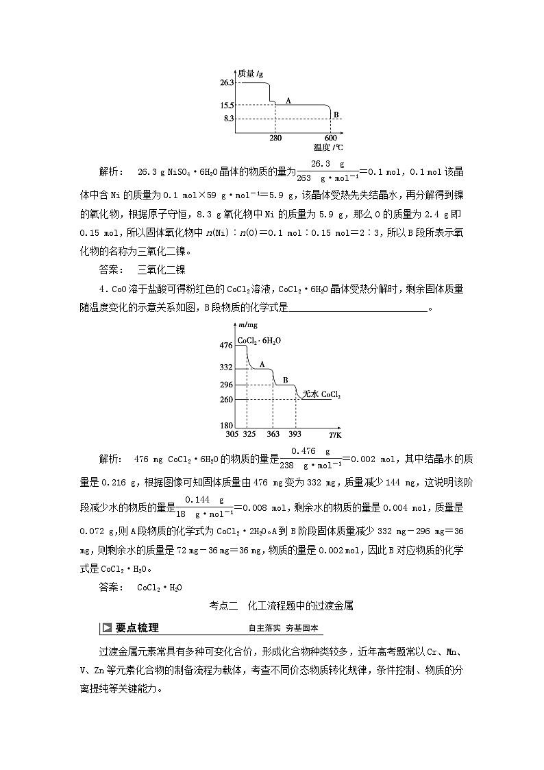 2024届高考化学一轮复习练习第三章金属及其化合物第14讲过渡金属与化工流程02