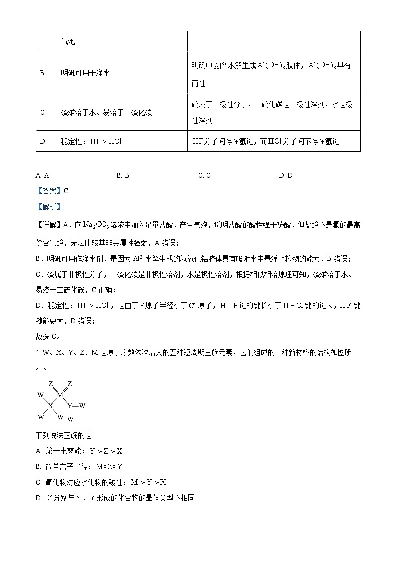 2024届河南省驻马店部分学校高三下学期模拟考试（二）理科综合试题-高中化学（原卷版+解析版）03