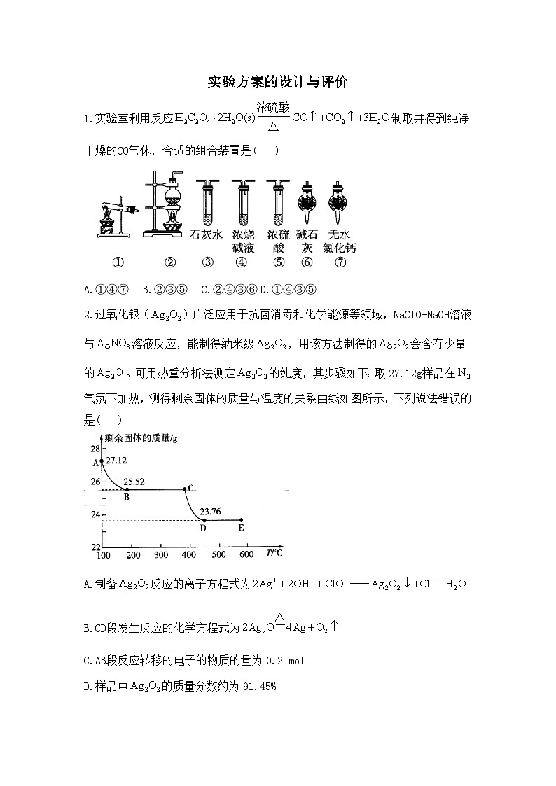 2025届高考一轮复习 实验方案的设计与评价 作业第1页