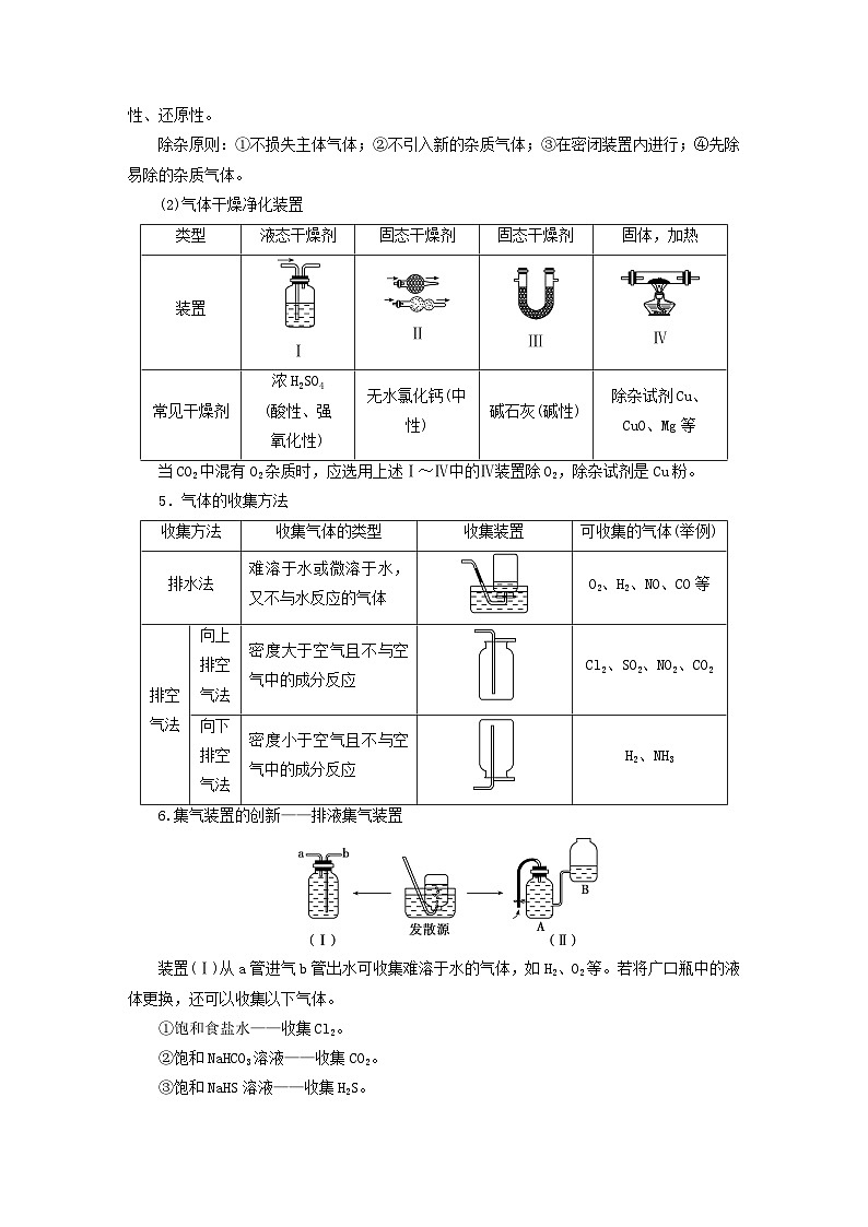 2024届高考化学一轮复习练习第十章化学实验基础第53讲常见气体的实验室制备净化和收集03
