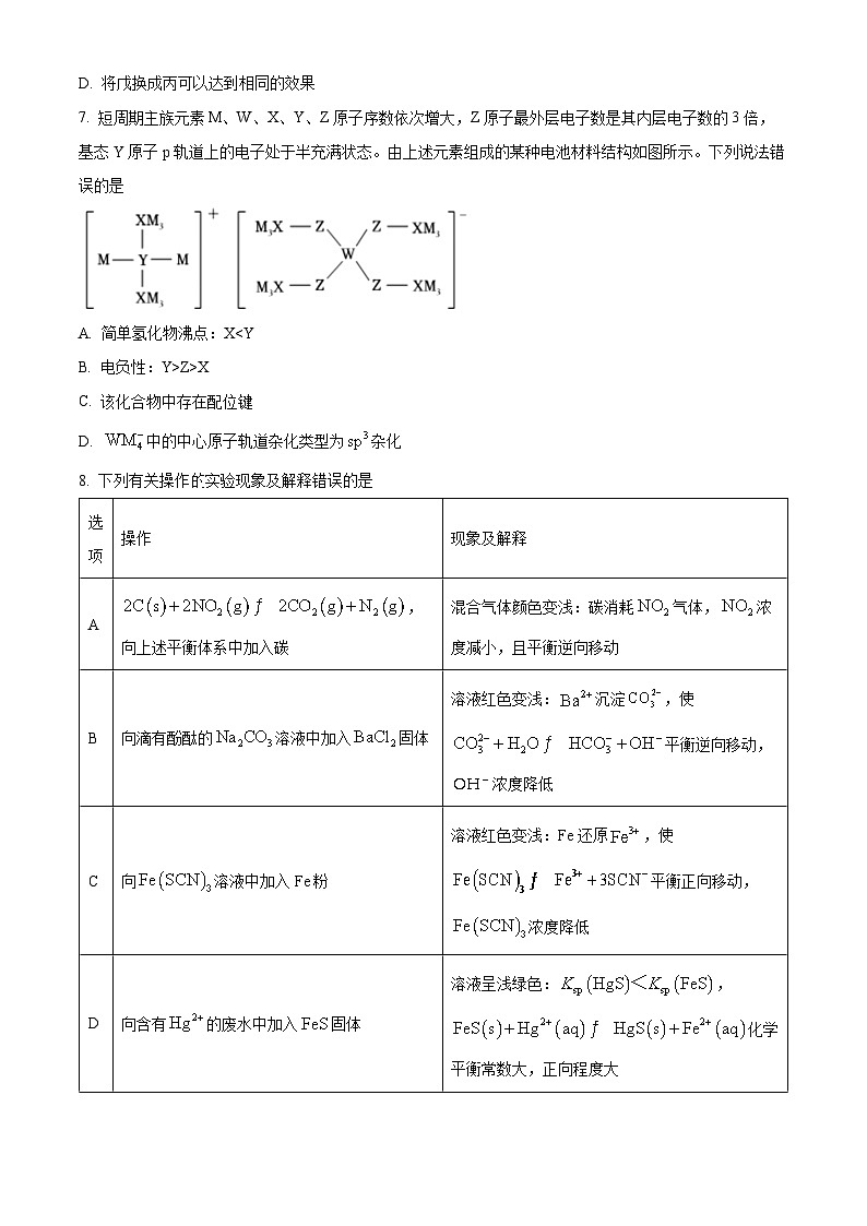 2024届安徽省马鞍山市高三下学期三模化学试题（原卷版+解析版）03