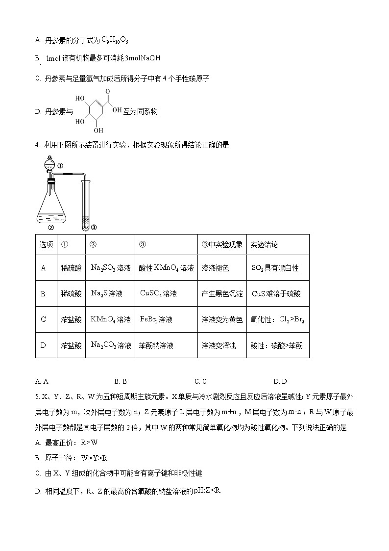 2024届陕西省榆林市高三第四次模拟理综试题-高中化学（原卷版+解析版）02