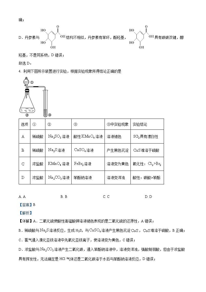 2024届陕西省榆林市高三第四次模拟理综试题-高中化学（原卷版+解析版）03