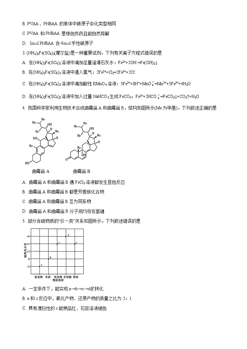 2024届湖南省衡阳市祁东县高三下学期高考考前仿真联考三（三模）化学试题 （原卷版）第2页
