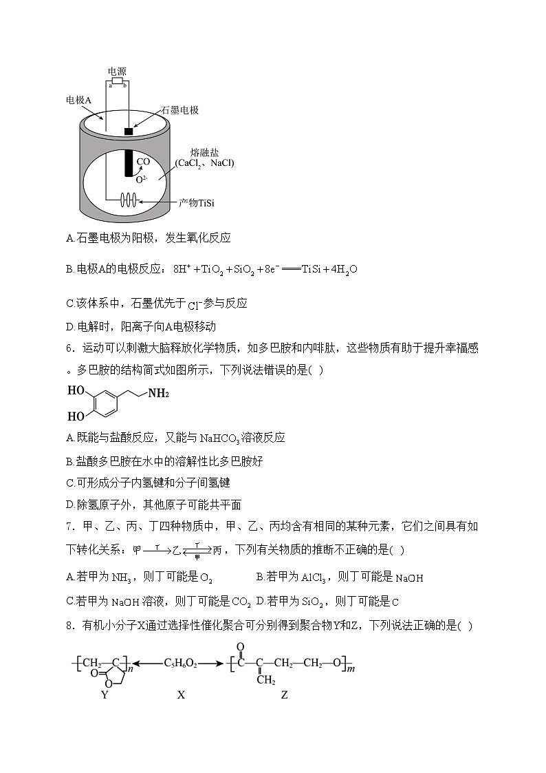 山东省泰安市2024届高三高考二模化学试卷(含答案)第2页