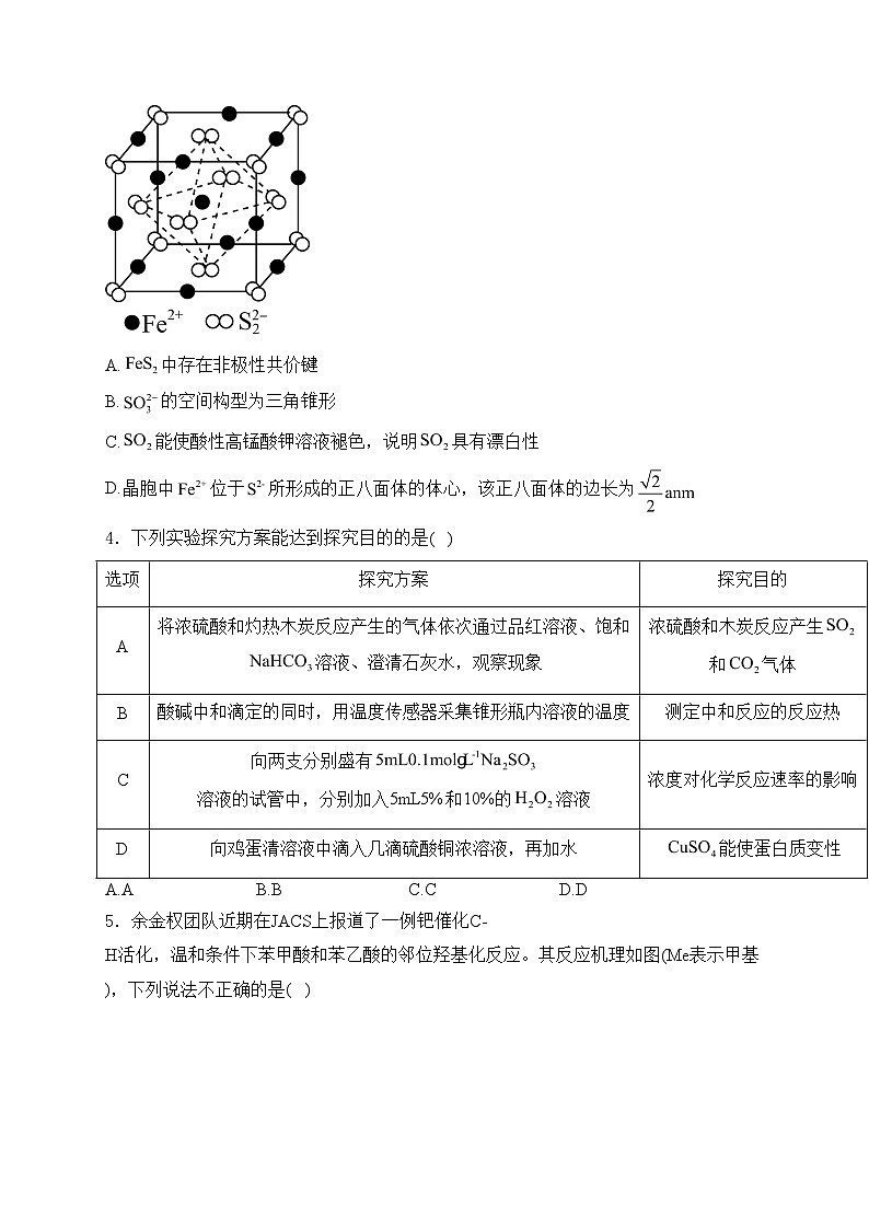 新疆维吾尔自治区2024届高三下学期第二次适应性检测（二模）理综化学试卷(含答案)02