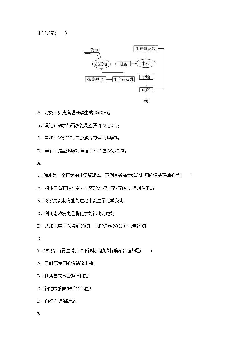 高中化学学业水平合格性考试合格演练测评(二十)含答案02