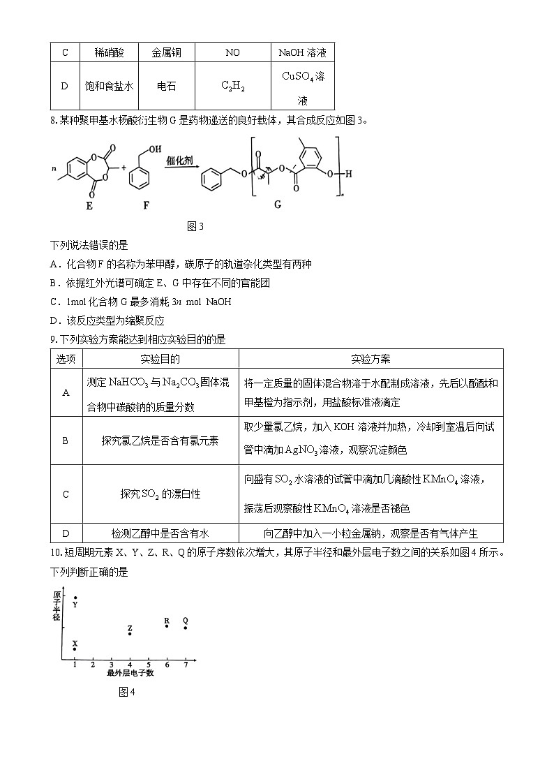 重庆市第八中学校2024届高三下学期高考适应性月考卷（八）化学试题(无答案)第3页