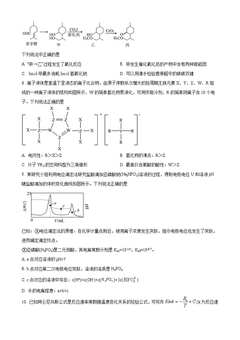 江苏省部分学校2024届高三下学期全真模拟测化学试卷 （原卷版+解析版）03