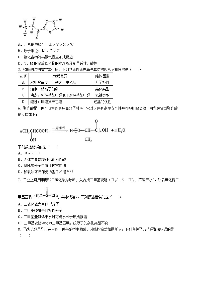 2024潍坊高二下学期5月期中考试化学含答案第2页