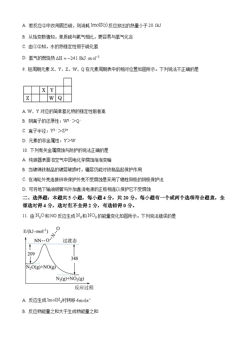 山东省枣庄市第三中学2023-2024学年高一下学期期中考试化学试题（原卷版+解析版）03
