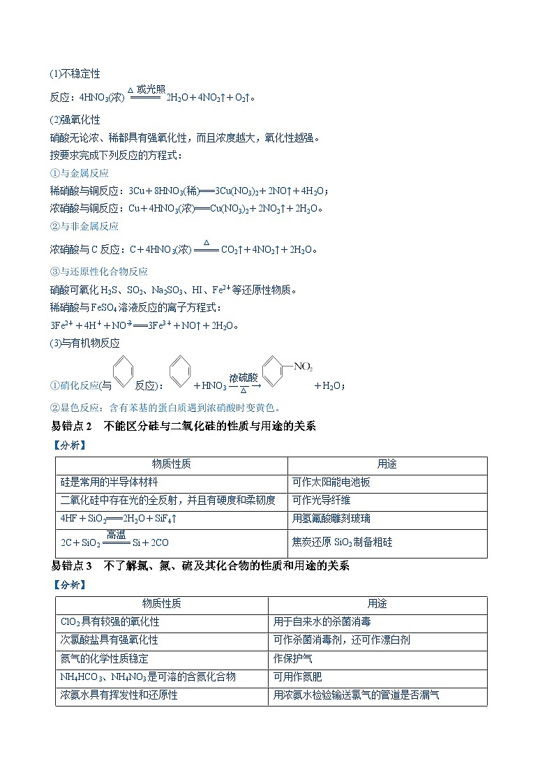 2024新高考化学易错题类型06常见物质的性质、用途及转化关系（6大易错点）Word版附解析02