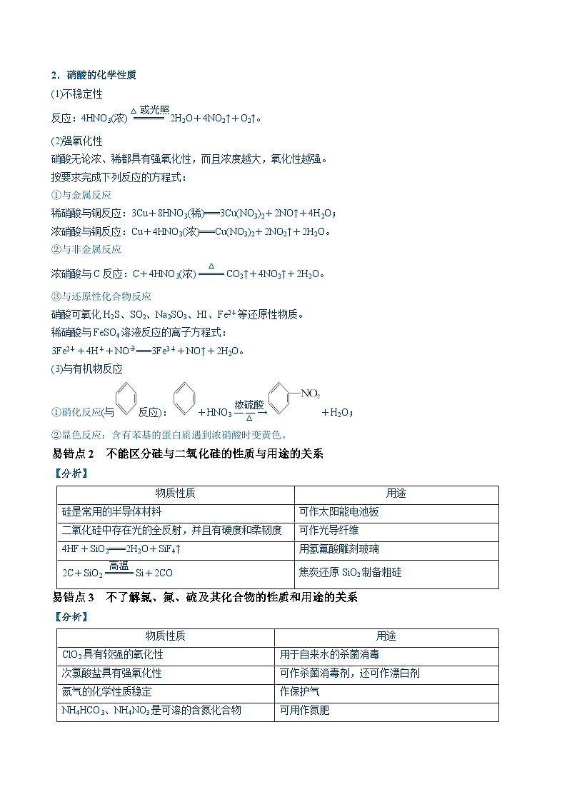 2024新高考化学易错题类型06常见物质的性质、用途及转化关系（6大易错点）Word版附解析02