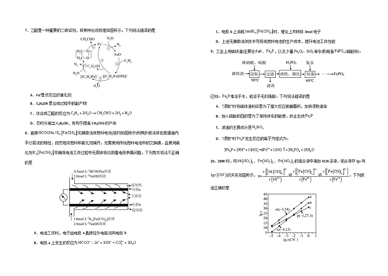 2024届福建省福州延安中学高三下学期高考第二次模拟化学试题02