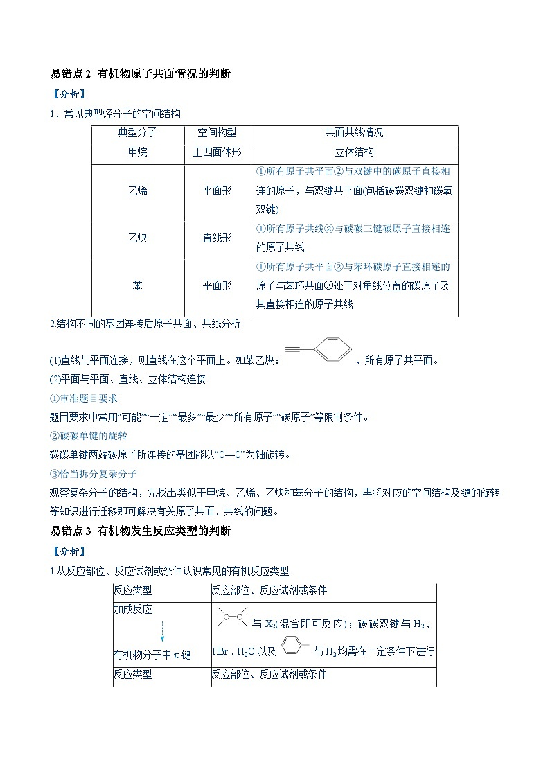 易错15 与官能团相关的几种常考问题（8大易错点）-2024年高考化学三轮复习易错题（全国通用）02