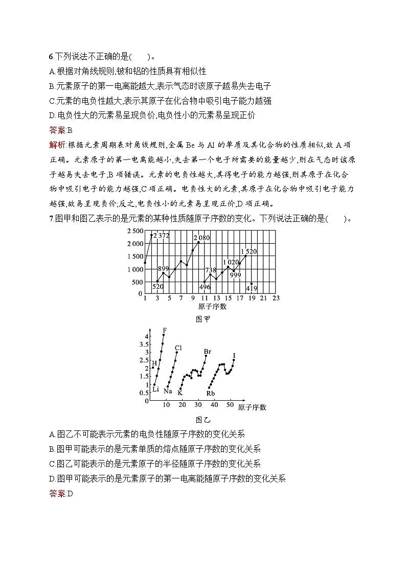 2025届人教新高考高三化学一轮复习考点规范练26元素周期律元素周期表Word版附解析第3页