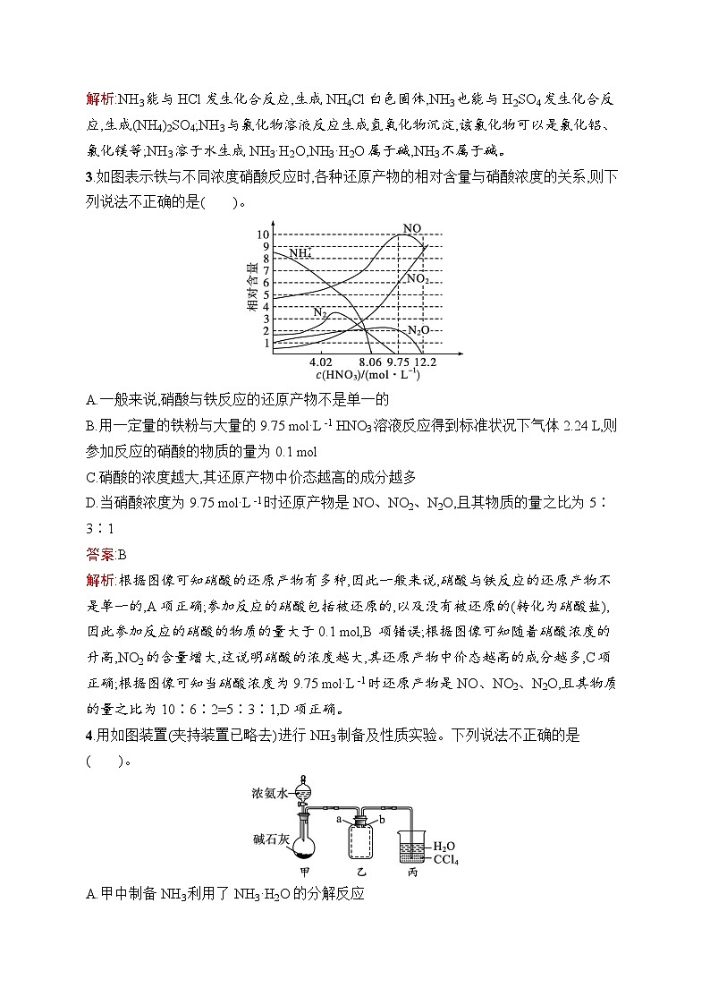 2025届人教新高考高三化学一轮复习考点规范练13氮及其化合物Word版附解析第2页