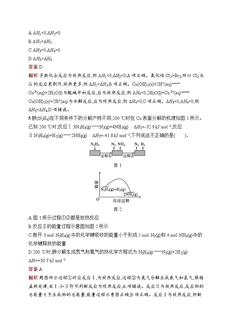 2025届人教新高考高三化学一轮复习考点规范练15化学反应的热效应Word版附解析第3页