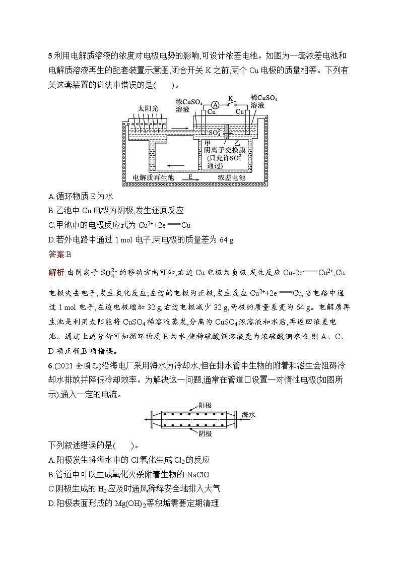 2025届人教新高考高三化学一轮复习考点规范练17电解池金属的腐蚀与防护Word版附解析第3页