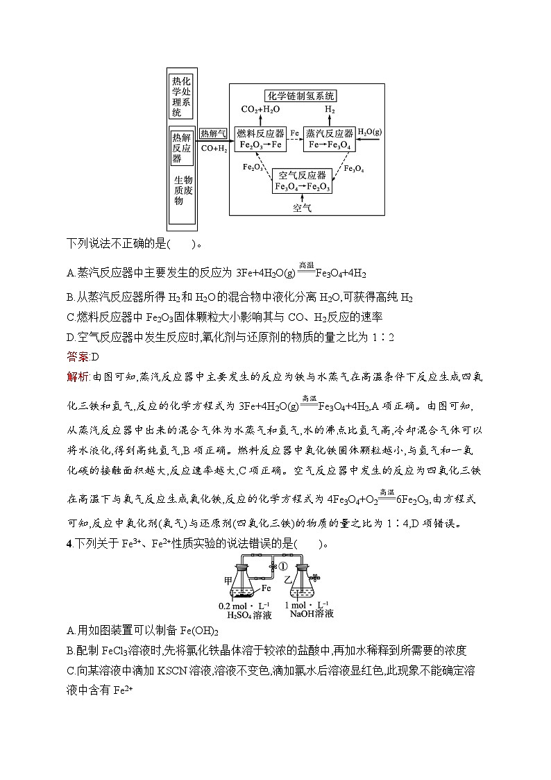 2025届人教新高考高三化学一轮复习考点规范练9铁及其化合物Word版附解析第2页