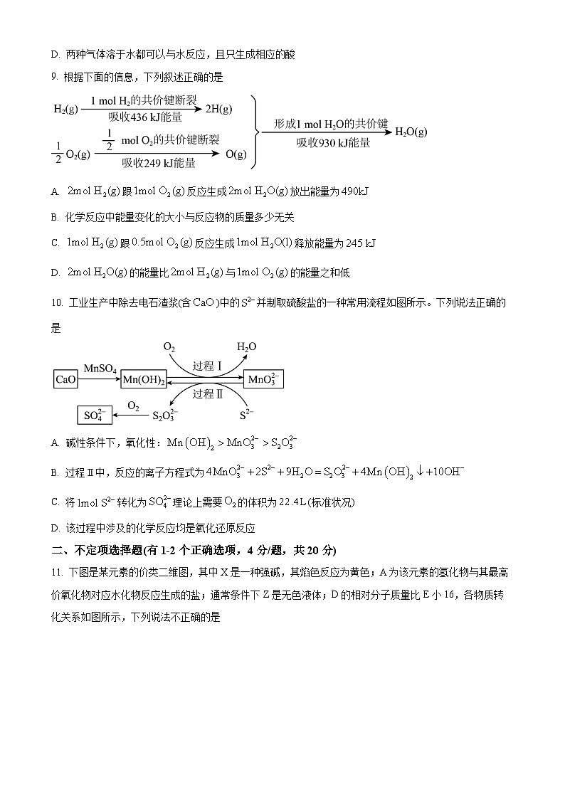 山东省淄博第十一中学2023-2024学年高一下学期4月阶段性考试化学试卷（原卷版）第3页